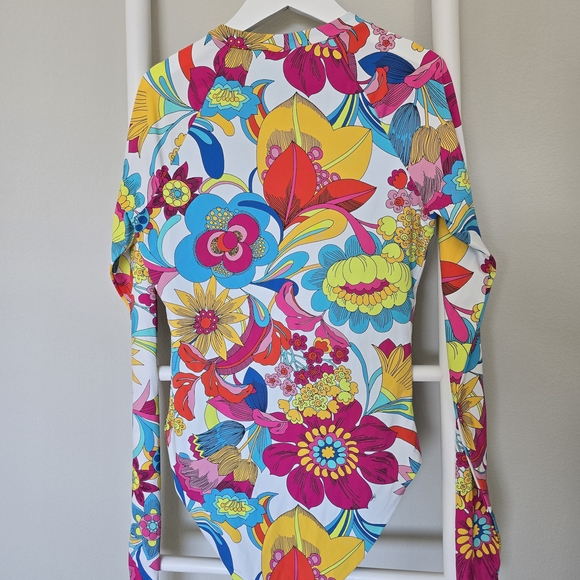 Trina Turk Multicolor Floral Long Sleeve One Piece - Picture 4 of 6